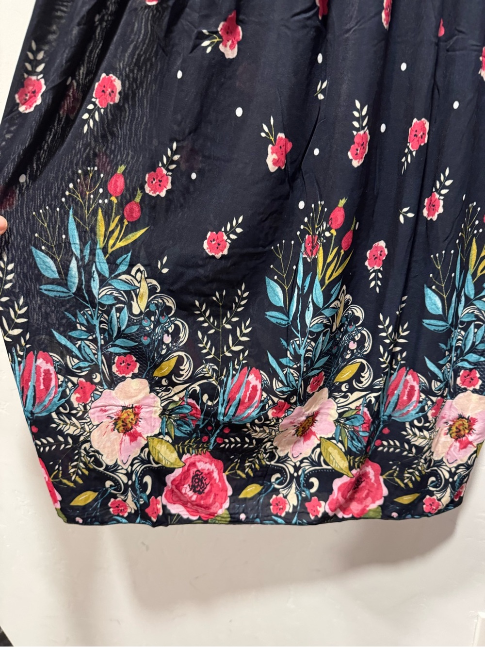 Navy Floral Smocked Sundress with Pink Accent Flowers size medium - Picture 6 of 6